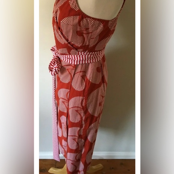 “DONATED” Diane Von Furstenberg, Burnt Orange & White Abstract Swirl Dress, Sz 8 - Picture 9 of 9